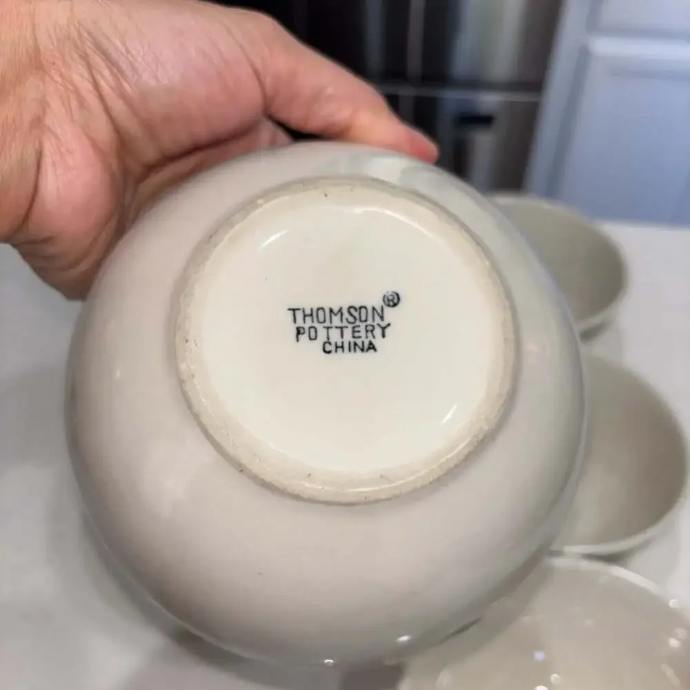 Thomson Pottery Birdhouse Pattern Cereal Soup Bowls, Set of 6